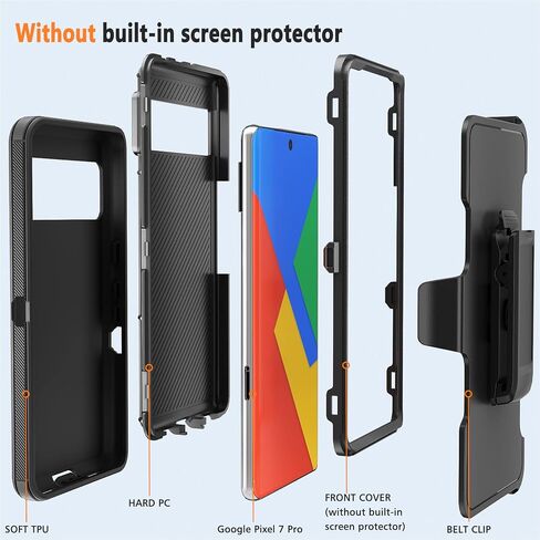 Designed for Google Pixel 7 Pro Case with Belt Clip & Kickstand, Full-Body Triple Layers Rugged Case for Pixel 7 Pro 5G 6.7 inch Phone (Purple+Black) in Saudi Arabia