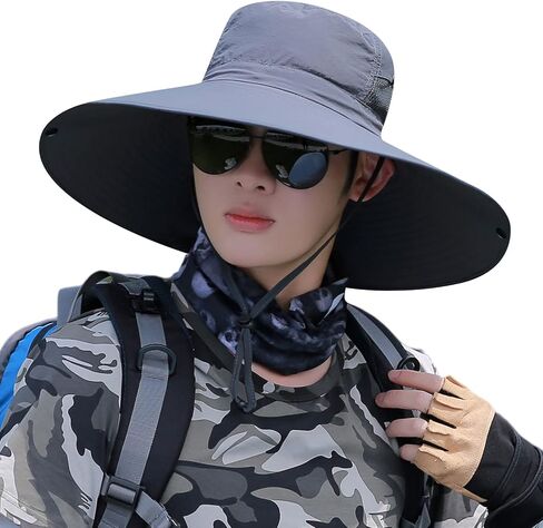 HUAMULAN Men Women 6" Wide Brim Sun Protection Hat Summer Fishing Hats in Kuwait
