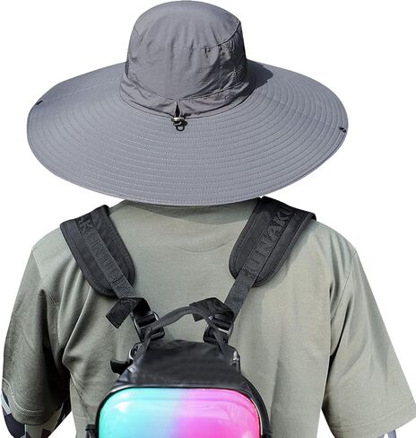HUAMULAN Men Women 6" Wide Brim Sun Protection Hat Summer Fishing Hats in Kuwait