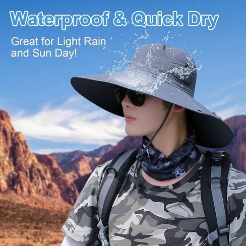 HUAMULAN Men Women 6" Wide Brim Sun Protection Hat Summer Fishing Hats in Kuwait