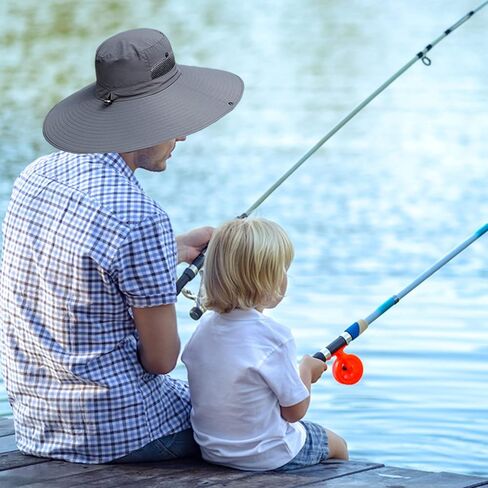 HUAMULAN Men Women 6" Wide Brim Sun Protection Hat Summer Fishing Hats in Kuwait