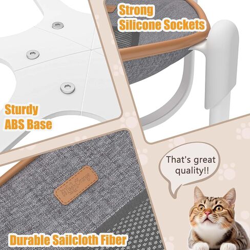 سرير أرجوحة كبير للقطط، سرير كلب مرتفع للقطط مقاس 27.1 × 24 بوصة مع هيكل ثابت، سهل التجميع والغسل، أرجوحة للحيوانات الأليفة مع وسادة قابلة للفصل للقطط والكلاب الصغيرة. (وسادة من القماش الشراعي) in Kuwait