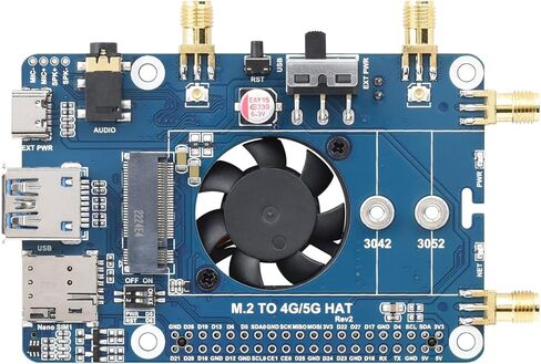 قبعة اتصال Waveshare LTE Cat 6 متوافقة مع Raspberry Pi، LTE-A عالمي متعدد النطاق، تحديد المواقع GNSS، تأتي مع وحدة EM060K-GL in Saudi Arabia