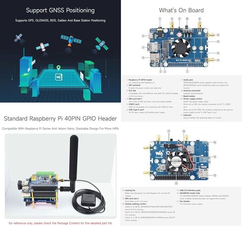 قبعة اتصال Waveshare LTE Cat 6 متوافقة مع Raspberry Pi، LTE-A عالمي متعدد النطاق، تحديد المواقع GNSS، تأتي مع وحدة EM060K-GL in Saudi Arabia