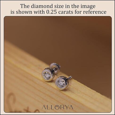 0.25-2.00 Carat Round Lab Grown White Diamond or Cubic Zirconia Elegant Solitaire Bezel Set Stud Earrings for Women in 925 Sterling Silver in Saudi Arabia
