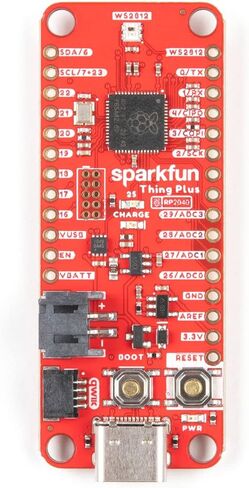 SparkFun Thing Plus - RP2040 - متوافق مع Raspberry Pi - وحدة تحكم دقيقة Arm Cortex M0+ ثنائية النواة - 264 كيلو بايت من ذاكرة SRAM تعمل بسرعة 133 ميجا هرتز - وظيفة مضيف USB - مؤقت مع 4 منبهات - RTC in Saudi Arabia