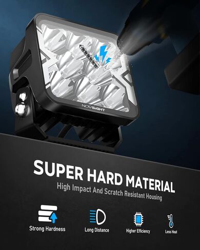 مصابيح LED من NOVSIGHT 80 وات، 4 بوصات 8000LM IP68 مقاومة للماء على الطرق الوعرة، قطعتان من مصابيح LED للقيادة على شكل قضيب مكعب لشاحنة جيب سيارة رانجلر والدراجات النارية ATV SUV UTV (ضوء قيادة 4 بوصة) in Kuwait
