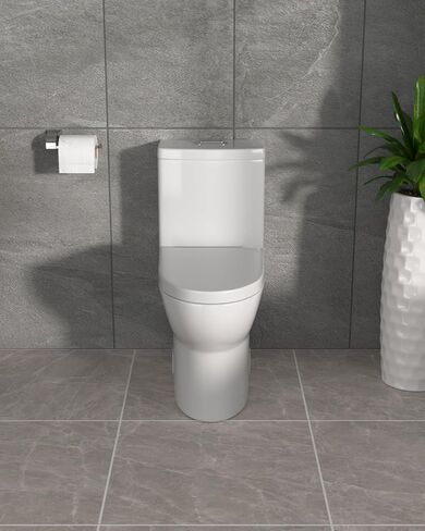 Dcolora قطعة واحدة من المرحاض Cyclone Flush Dual Flush 1.1/1.6 GPF مقعد مريح ناعم الإغلاق باللون الأبيض العاجي، 12 بوصة خشنة، 27.6 × 14.6 × 28.5 in Saudi Arabia