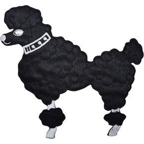 Black Poodle Dog - Facing Left - Embroidered Iron on Patch