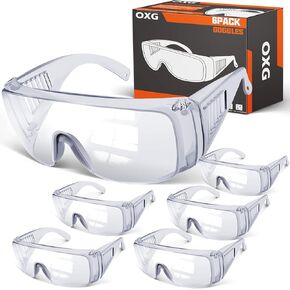 Safety Glasses Over Eyeglasses Anti-Fog, ANSI Z87.1 Safety Goggles Eye Protection Glasses for Men and Women