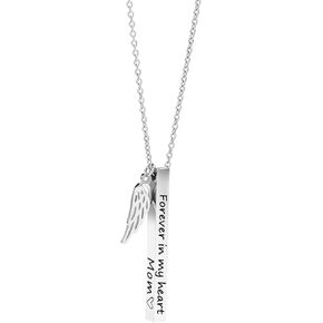 Mom Dad Memorial Gift Forever in My Heart Vertical Bar Necklace Sympathy Gift for Loss of Father Mother Bereavement Gift for Her