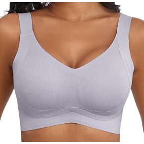 Plus Size Bras for Women V Neck Full Coverage No Underwire Everyday Bras Comfort Wireless Padded Bras Seamless