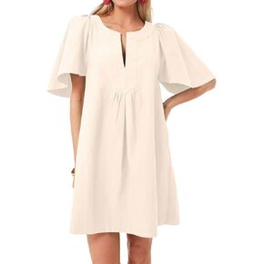 Kedera Womens Flutter Short Sleeve Mini Dress Casual V Neck Loose Flowy Summer Shift Dresses