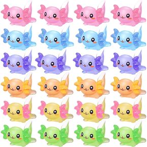 Junkin Mini Axolotl Resin Charms Miniature Axolotl Ornament Tiny Animal Figures for DIY Garden Dollhouse Birthday Party Decoration Aquarium(24 Pcs)