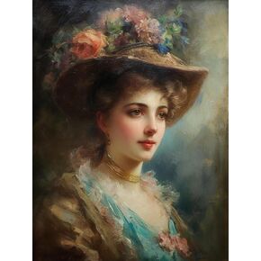Generic Vintage Women Victorian Lady with Hat 5D Adult Diamond Art,DIY Diamond Art Painting Kit for Decor Canvas 11.7x15.7inch/30x40cm, Onesize