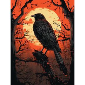 Kaliosy 5D Diamond Art Painting Kits for Adult Crow Bird by Number Kits, Paint with Diamonds Art Animal DIY Full Drill, Crystal Craft Cross Stitch Embroidery Decoration (12x16inch)