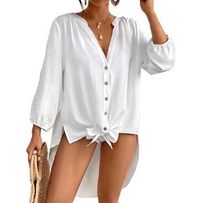 Bsubseach Beach Shirts Coverups for Women Long Sleeve Bathing Suit Cover Up Gauzy Top