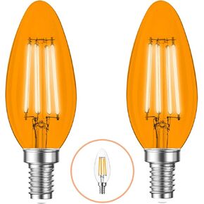 3 Pack E12 Filament LED Blue Light Bulbs – E12 Candelabra Bulb 4W 40 Watt Equivalent - Vintage LED Blue Bulb LED Decorative Lighting Blue LED Bulb Party Decoration, Porch, Halloween Light Bulbs