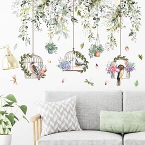 Multicolor Plants Flower Butterfly Wall Decals Garden Flower Vine Wall Corner Stickers Window Clings Bedroom Living Room Kitchen Decor