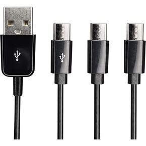 CERRXIAN USB Type C Splitter Charging Cable,1ft 2 in 1 Multi Charging Cable, USB A to 2 x USB Type C Y Splitter Data Snyc Cord(0.3m-2USB C, Black)