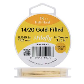 20 Gauge, 14/20 Yellow Gold-Filled Wire, Half Hard, Round, 1/2 Troy oz (11 FT)