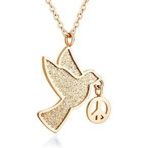 555Jewelry Stainless Steel Sparkly Dove & Peace Charm Necklace for Women & Girls