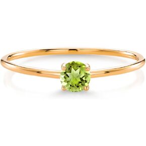 Gem Stone King 10K Yellow Gold Gemstone Birthstone Solitaire Engagement Ring | Round 3.5MM | Wedding Anniversary Promise Gold Ring For Women | Available In Size 5, 6, 7, 8, 9