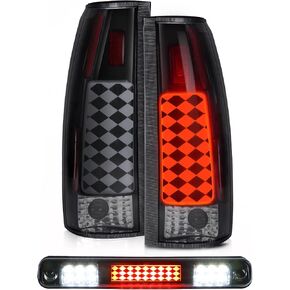 Youxmoto LED 3rd Brake Light + Tail Lights Kit for Chevy GMC Silverado Sierra C/K 1500 2500 3500 1988-1999, Blazer Full Size trims 1992-1994