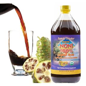 Tahiti Trader Island Style High Potency Noni Juice - Pure Noni Fruit Juice Fermented to Vinegar - Organic Antioxidant Superfood Juice Supporting Energy & Body Health - (32oz, 2 Pack)