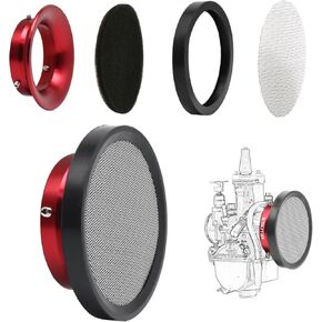 Carburetor Carb 40mm Velocity Stack Air Filter Cleaner Modified Trumpet with Sponge Filter Steel Mesh for VM22 PZ22 GX160 GX200 CT200U Short Fast Intake Suggest for Small Displacement (Red,40mm)