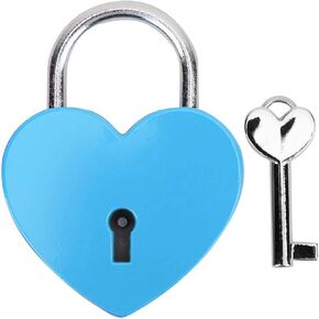 Padlock, Metal Heart Shaped Lock with Key, Metal Lock for Luggage Diary Book Jewelry Box()