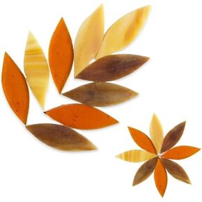 Mosaic Tiles 32pcs/24pcs Leaf Shaped Petal Stained Mosaic Tiles Glass Mosaic Tiles Glitter Crystal Mosaic Oval Translucent Mica Glass Art Craft Decoration