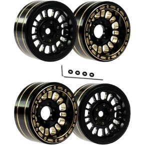 Full Brass 1.2 Inch Beadlock Wheel Rim for 1/18 1/24 RC Crawler Car Trx4m Axial SCX24 FMS FCX24,4PCS RC Wheel Rims Set