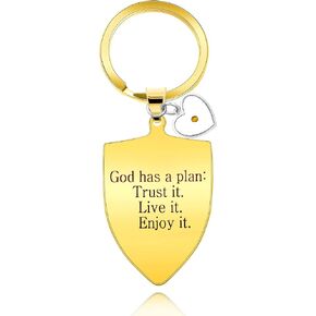 Uloveido God has a plan: Trust it. Live it. Enjoy it, Stainless Steel Love Heart Mustard Seed Engraved Necklace Pendant for Girls Women Girlfriend Y1184