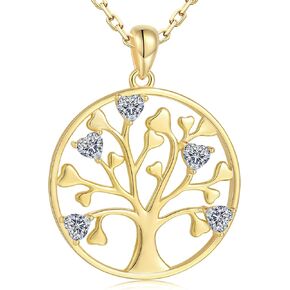 Tree of Life Necklace - 925 Sterling Silver Mother and Daughter Tree of Life Love Heart Pendant Emerald Birthstone Necklaces. Ideal Anniversary Birthday or Mother's Day Gifts for Mom, Luxury Jewelry for Women Mama Nana Wife - Your Forever Love.