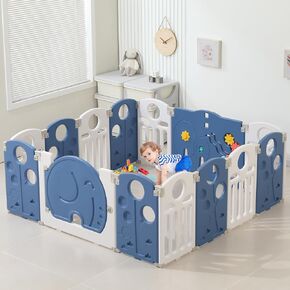 Baby Playpen,for Kids and Toddlers,Kids Activity Centre Safety Play Yard,Safety Gates for Indoor&Outdoor,Sturdy Baby Fence Area,Portable, Educational, and Safe Play Yard 18 Panels, Blue in Kuwait