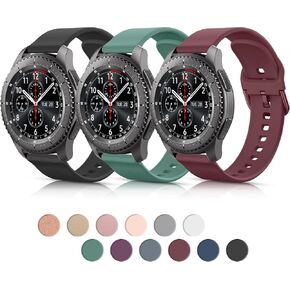 3 PACK Bands for Samsung Gear S3 Frontier/Classic Bands for Women Men, 22mm Soft TPU Sport Strap Replacement Band for Samsung Gear S3 Frontier/Gear S3 Classic Smartwatch