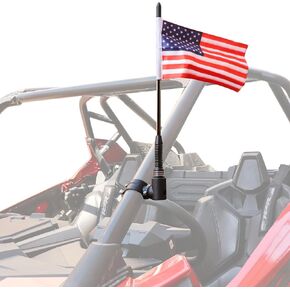 UTV Flag Pole Holder Mount, ATV UTV US Whip Flag Mount, 1.75"-2" Roll Bar Flag with Pole and Mount Bracket for Polaris RZR Ranger General Can Am, 360° Adjustable Heavy Duty Aluminum Alloy Black