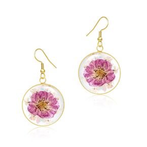 Flower Earrings for Women,Narcissus and Queen Anne's Lace Drop Earrings,Vibrant and Fashion,Uniquely Personalized Boho Earrings, for Holiday Gifts Such as Christmas | Round Rose Gold