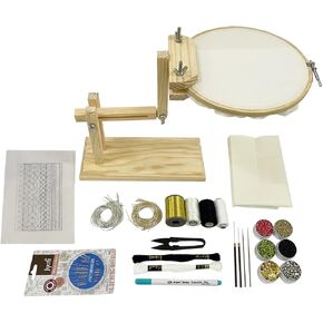 Embroiderymaterial Embroidery Kit to Practice Aari Zardosi Tambour & Luneville Hand Embroidery Hoop stand included 17 Types of Embroidery Supplies