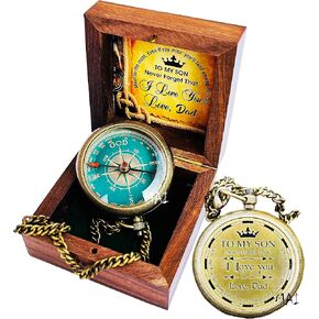 Gifts from Dad for Daughter or Son - to My Son Camping Compass Engraved with Gifts, Love Dad – Graduation Day Gifts for Son - Son Birthday Gifts - Confirmation Gifts for Son - Memorable Gifts for Son.