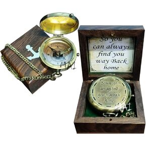 Pocket Compass for Hiking, Survival Instrument Antique “So You Can Always Find Your Way Back Home" Engraved Camping Pocket Compass Nautical Compass Vintage Navigation Outdoor Compass
