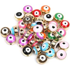 50Pcs Blue Lucky Eye Turkish Beads Spacer Beads Evil Eye Beads 6mm Mixed Mini One Hole Connectors Evil Eye Charms for DIY Bracelet Earring Necklace Crafts Making with Boxes(Blue)