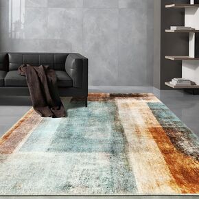 ROCYJULIN 3x5 Area Rugs for Living Room, Area Rugs 3x5 for Bedroom, Low-Pile 3x5 Area Rugs with Non-Slip TPR Backing, 3 x 5 Washable Carpet for High Traffic, Abstract Painting Blue