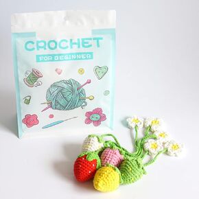 cobinaan Crochet Kit for Beginners - Strawberry Plant Crochet Starter Kit with Step-by-Step Video Tutorials, Learn to Crochet Kits for Adults and Kids, DIY Knitting Supplies