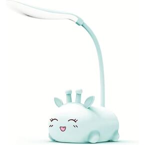 Cute Deer Lamp USB Rechargeable Reading Light,LED Desk Lamp for Kids, Portable LED Table Light, Flexible Gooseneck Eye-Care Cartoons Small Desk Lamp Girls Gifts (Pink)