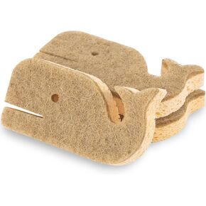 Natural Sponges 12Pack, Eco-Friendly Scrub Sponges for Kitchen, Non-Scratch Biodegradable Plant Based Scrubber Pads for Cleaning Dishes, Odor Free, Whale Shape in Kuwait