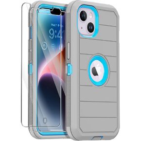 Annymall for iPhone 14 Case with 2 Screen Protector, Heavy Duty Shockproof Dropproof Dust Proof Full Body Rugged 3-Layer Military Tough Durable Protective Cover for Apple iPhone 14 6.1" (Black)