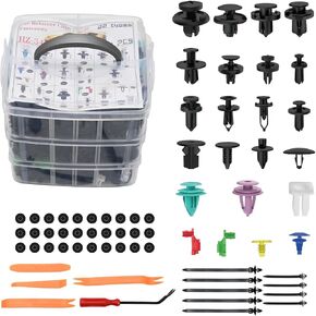 725Pcs Bumper Clips Car Retainer Clips & Plastic Fasteners Kit, 23 Most Popular Sizes Auto Body Push Rivets Fender Liner Clips, Replacement for Toyota Replacement for GM Replacement for Ford