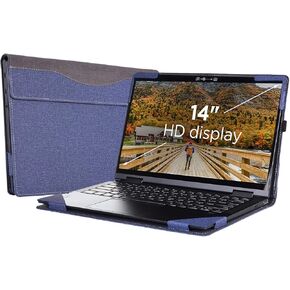 Laptop Case Detachable Two-Pack Case for IdeaPad 3 14IIL05 - IdeaPad 14s 2020 are/IIL/IML,ThinkPad E480/E485/E490/E495 14" Selected PU Leather Cover… (14", Blue)
